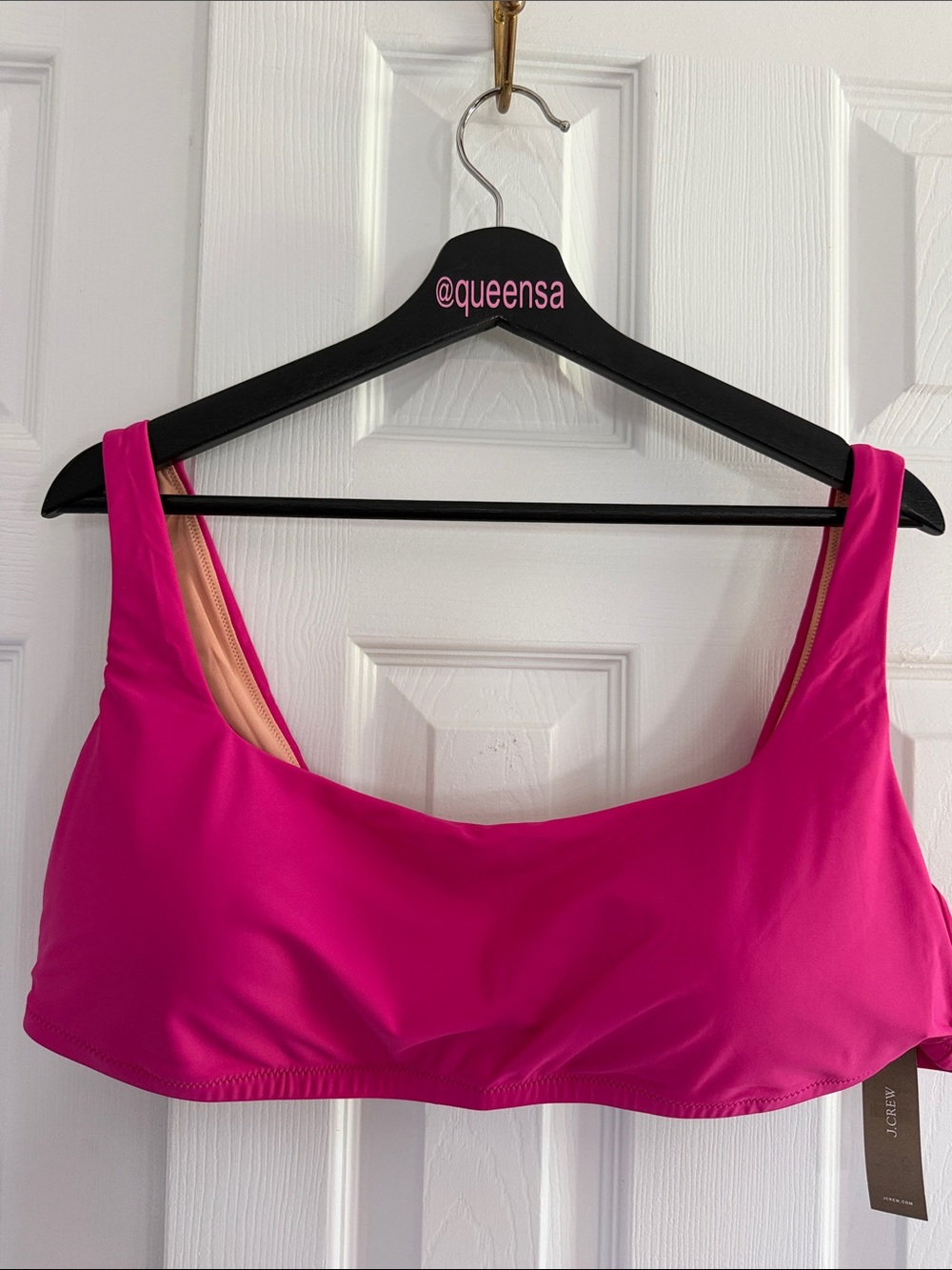 J. Crew Squareneck bikini top in Radiant Fuchsia Size 2X